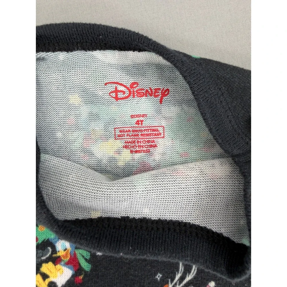 Disney Mickey Mouse Christmas Pajamas Toddler 4T Black Holiday Sleigh Set MK1143
